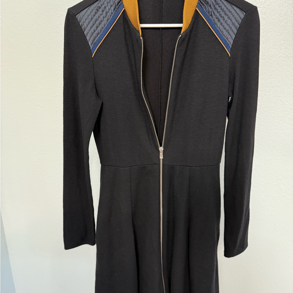 Maje Black Jacket With Gold And Blue Accents